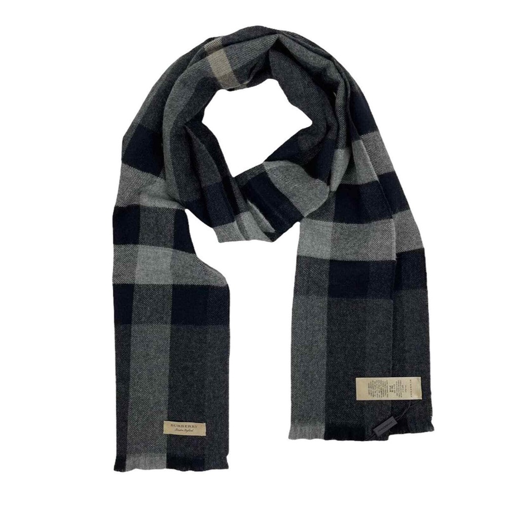 BURBERRY LASH FRINGE GIANT EXPLODED CHECK WOOL CASHMERE SCARF WRAP - Picture 2 of 9